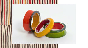 Lacquered wooden bangles from Channapatna, India by craft stories and Lai. handcrafted, handmade, sustainable and organic.