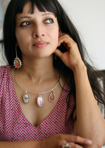 Story-rich, head-turning, hasli (neck ring) with miniature painting pendants - Craft Stories