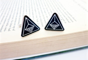 Classic, triangular, Bidri cufflinks - Lai