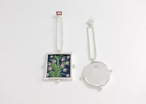 Conversation-starting, statement making, square and round, 'gul' floral earrings - Lai
