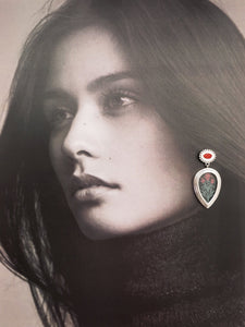Elegant, asymmetrical, drop-shape, Mughal-inspired, lily earrings - Lai