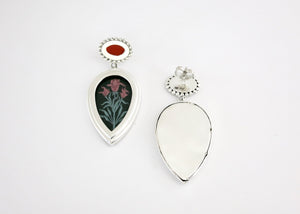 Elegant, asymmetrical, drop-shape, Mughal-inspired, lily earrings - Lai