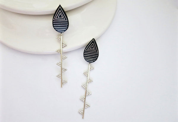 Unique, front-back, detachable jacket earrings with a stone drop – Craft  Stories