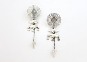 Kellan shield and chain, front-back, modular earrings - Lai
