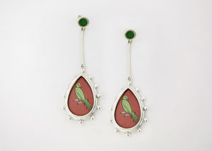 Long, sleek, dangling 'tota' (parrot) earrings - Lai