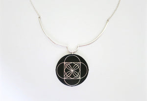 Modernist round Bidri pendant necklace - Lai