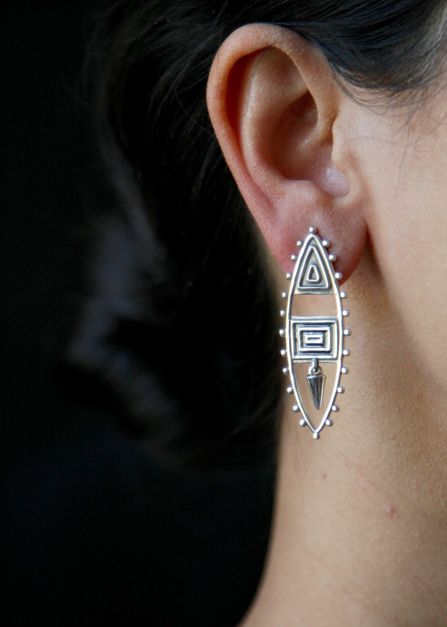 Urian neo-tribal navette earrings - Lai