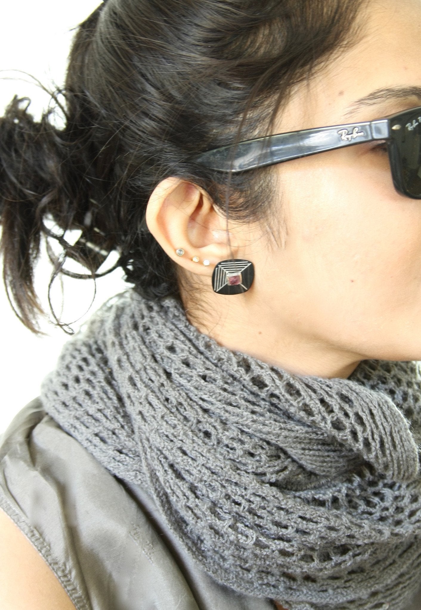 Wear-them-with-everything, modular Bidri earrings - Lai