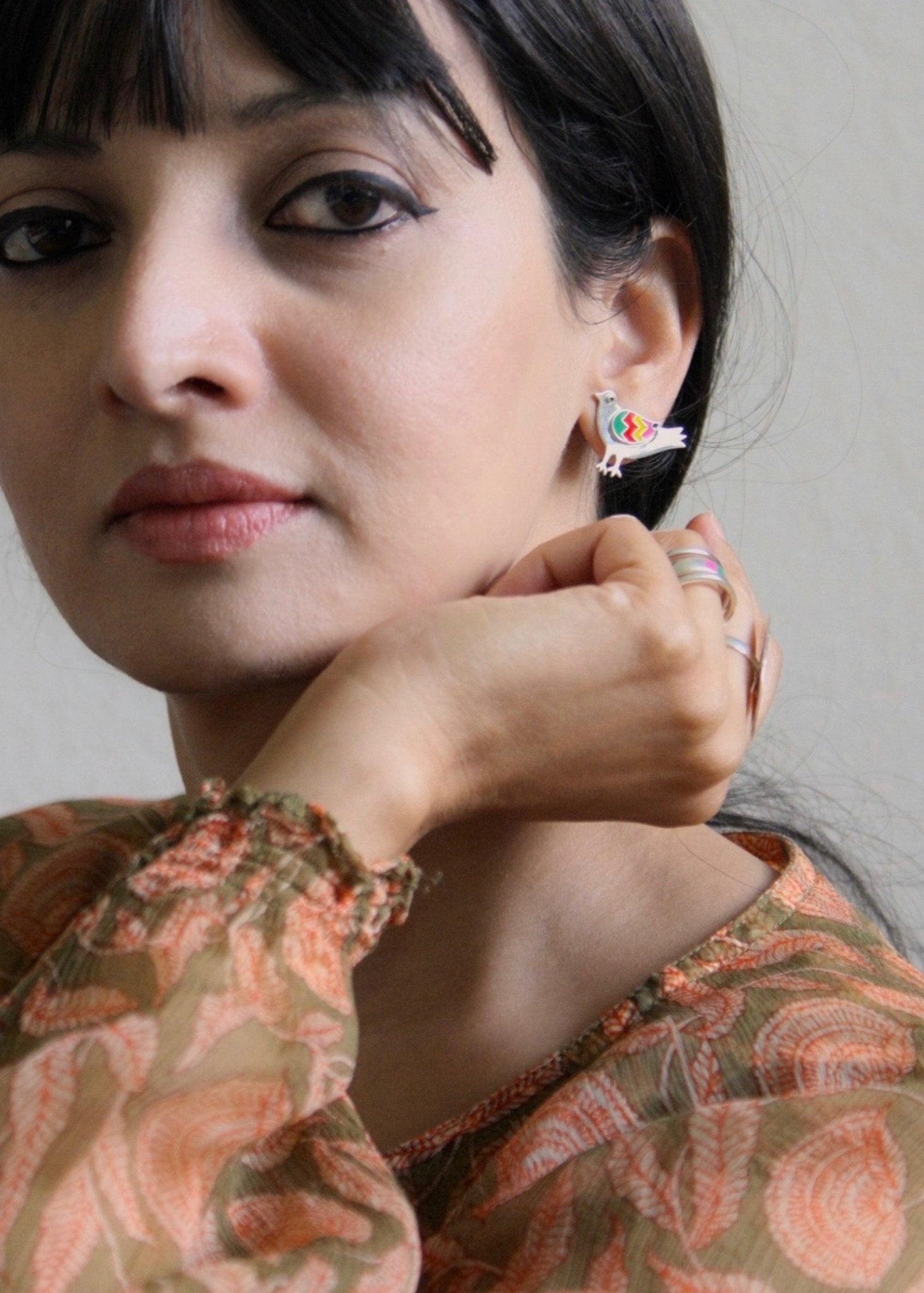 Whimsical, asymmetrical 'paksi' (bird) earrings - Lai