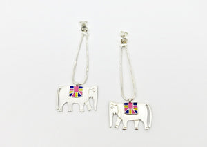 Whimsical, long dangling 'Gaja' (elephant) earrings - Lai